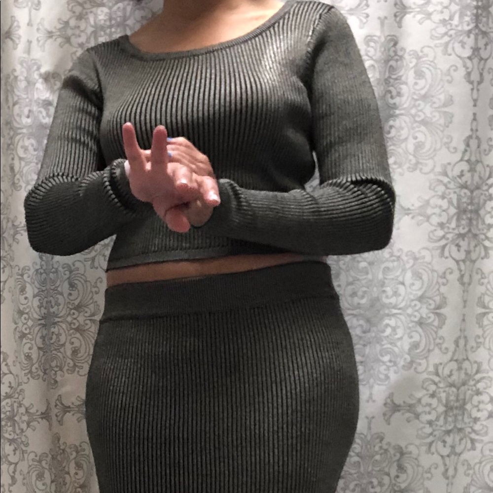 Two piece knit sweater set.